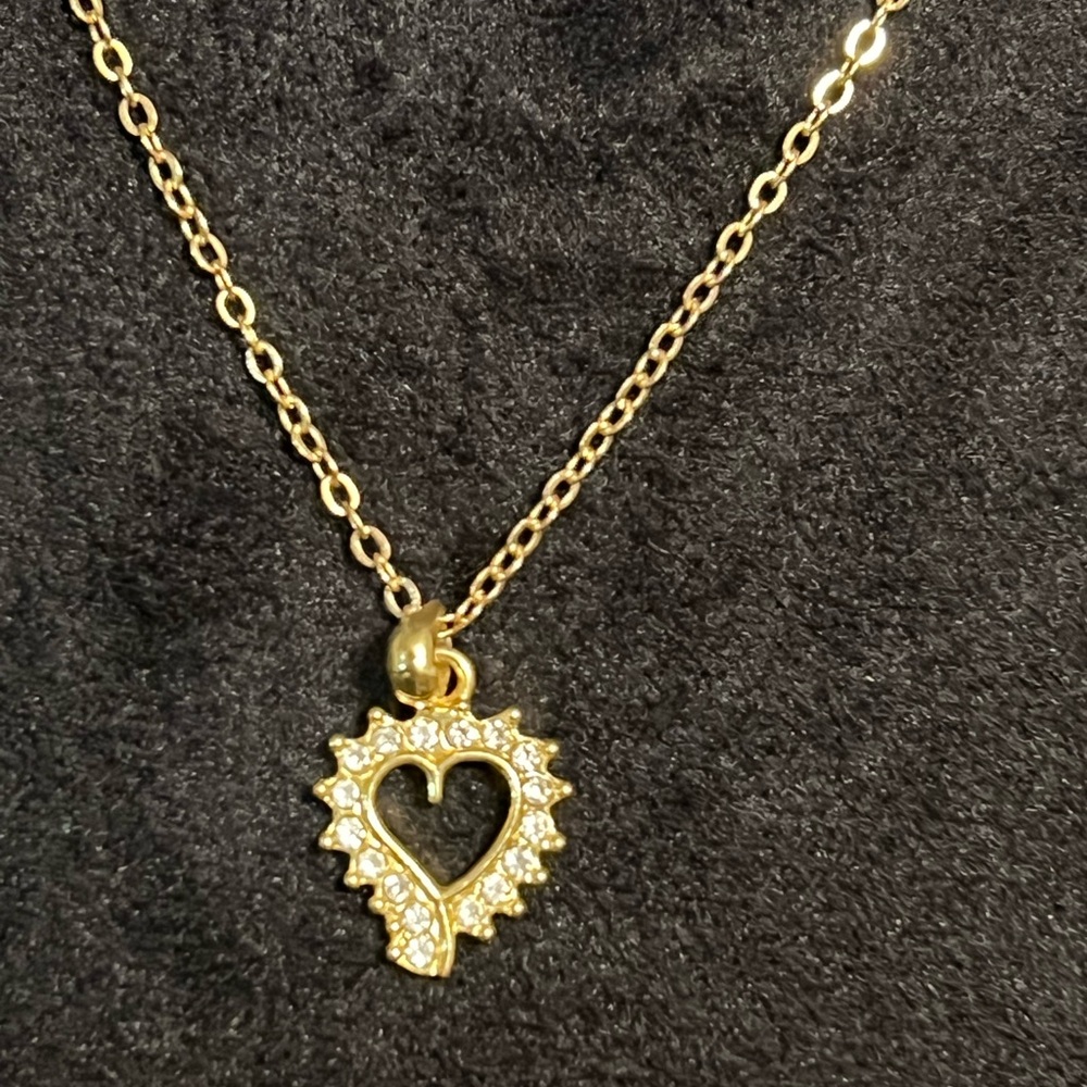Gold Heart CZ Pendant Necklace